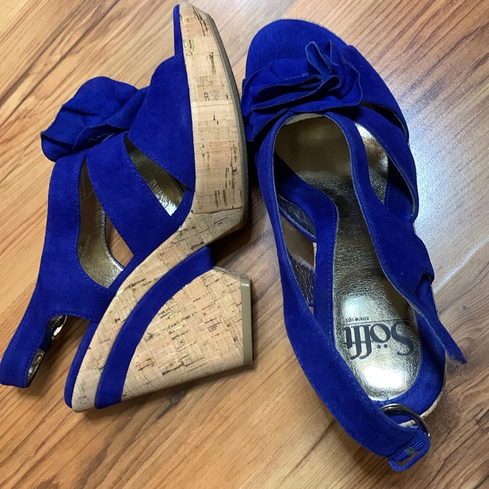 Sofft Blue Suede Sandals Odelle Size 7.5 - Picture 5 of 5